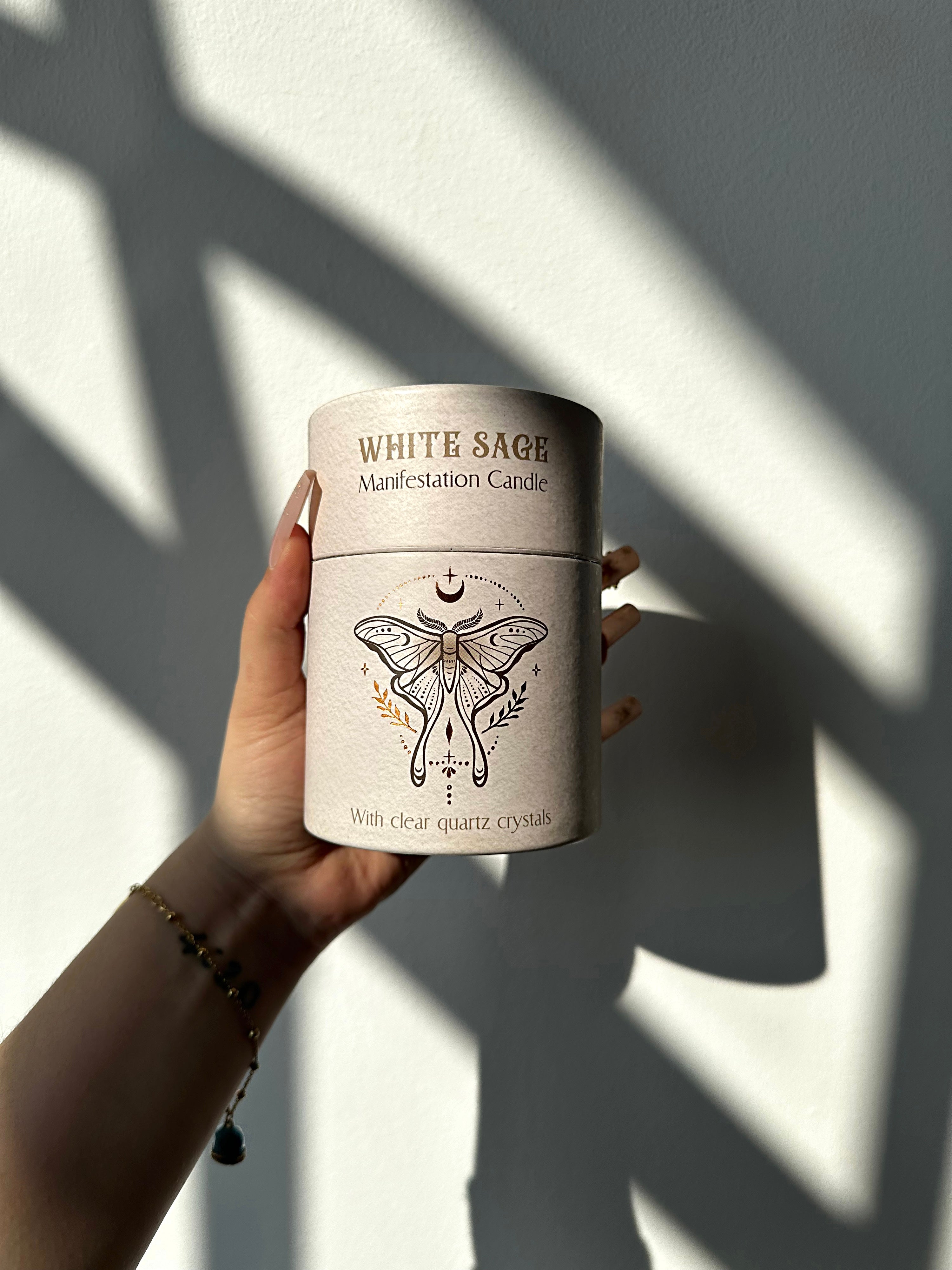 Candela Purificante "Salvia Bianca e Cristallo di Quarzo" – Aumenta e Purifica l&