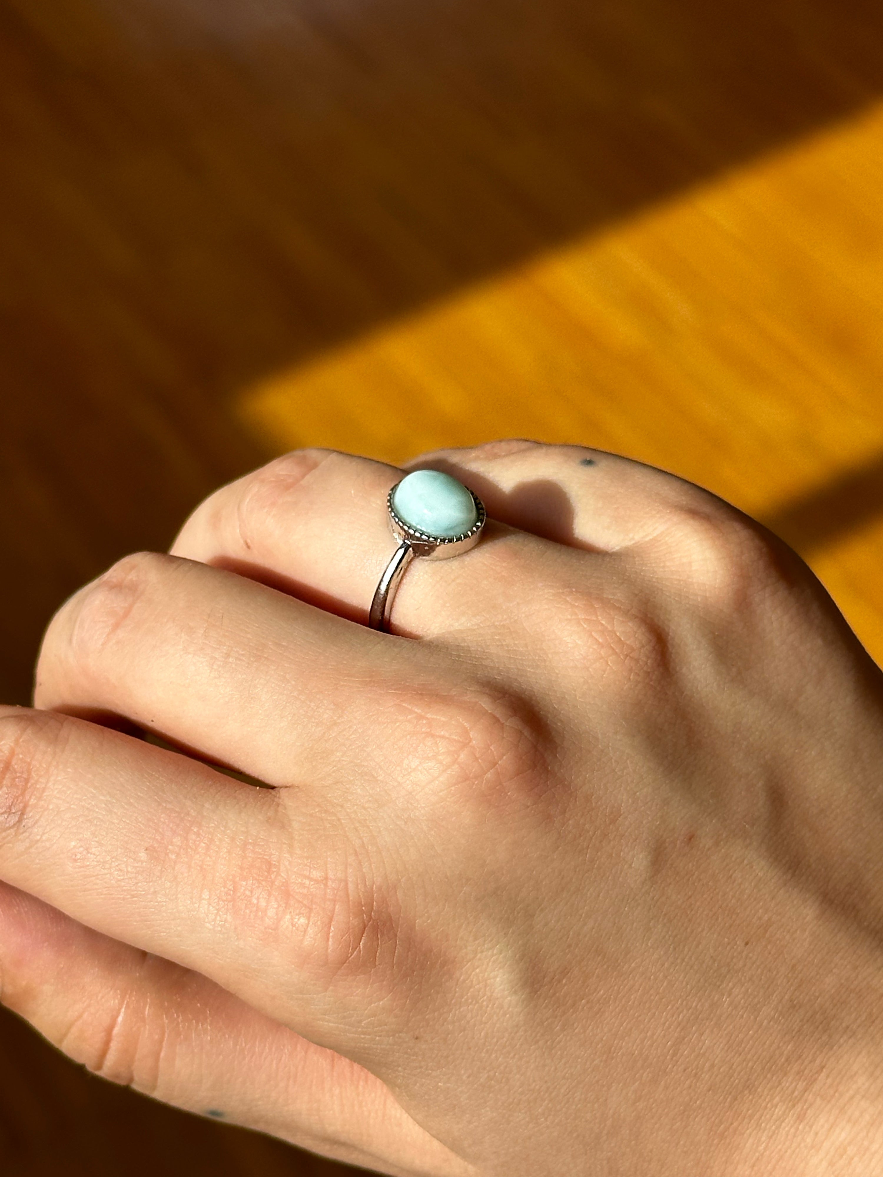 Anello con Larimar – Regolabile