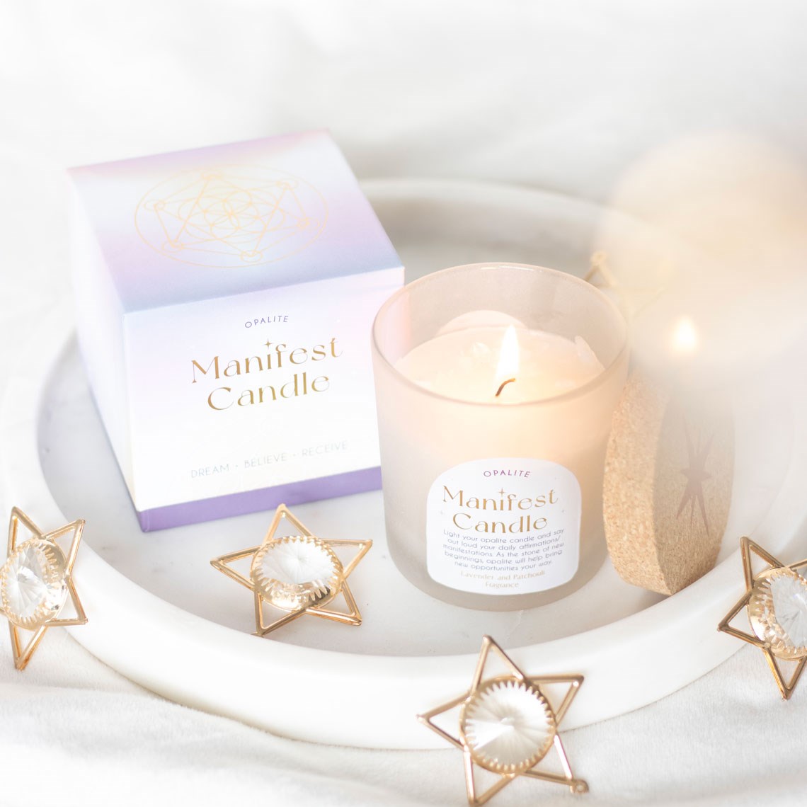 Candela Lavanda & Patchouli con Cristalli di Opalite