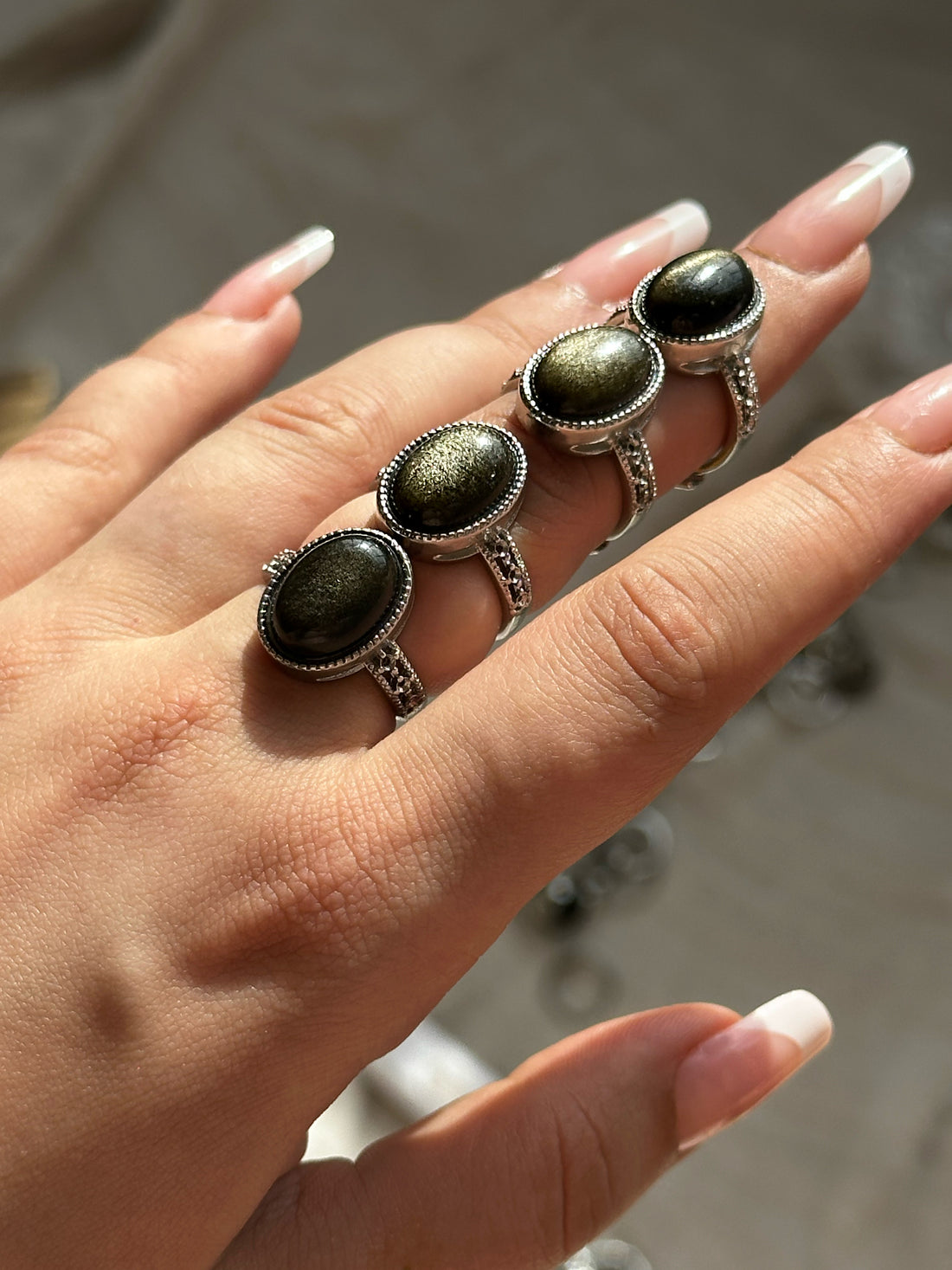 Anello con Ossidiana Dorata – Regolabile