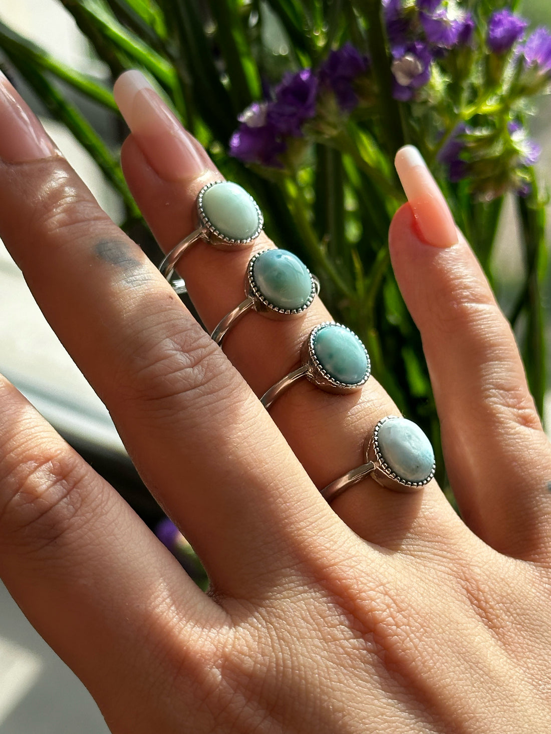 Anello con Larimar – Regolabile