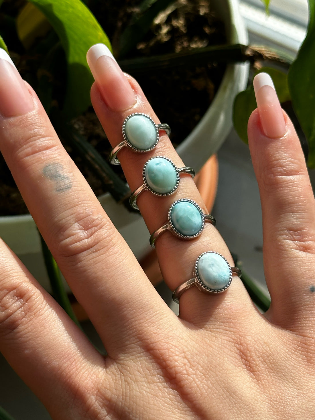 Anello con Larimar – Regolabile