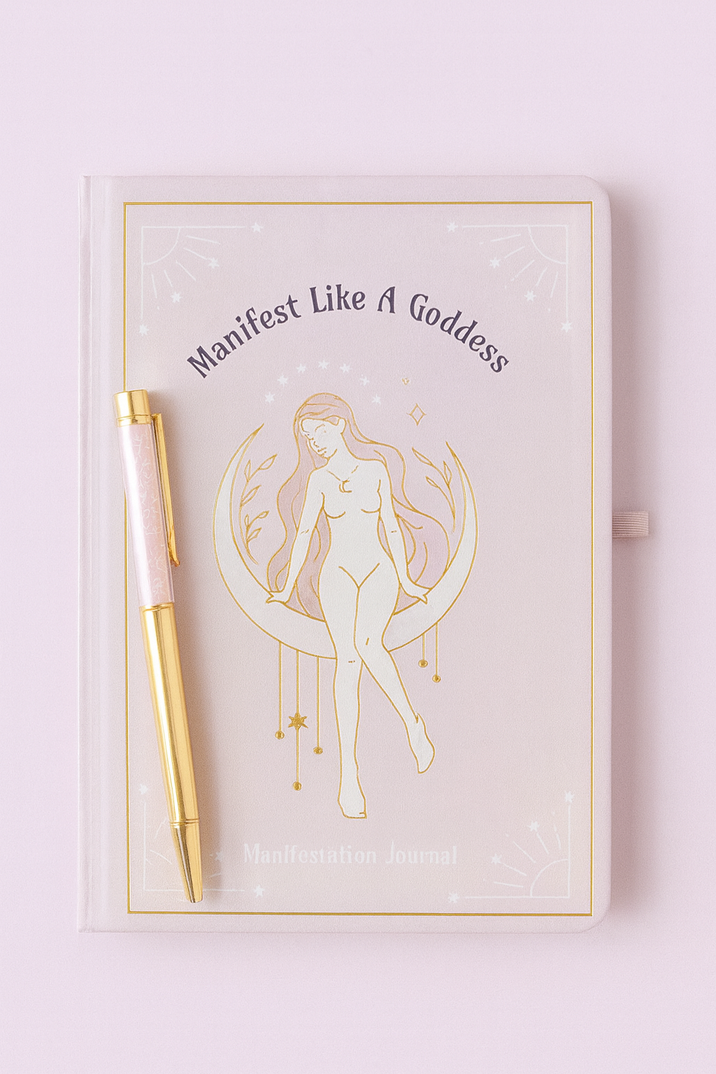MANIFEST LIKE A GODDESS DIARY - quaderno con penna in quarzo rosa