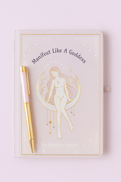MANIFEST LIKE A GODDESS DIARY - quaderno con penna in quarzo rosa