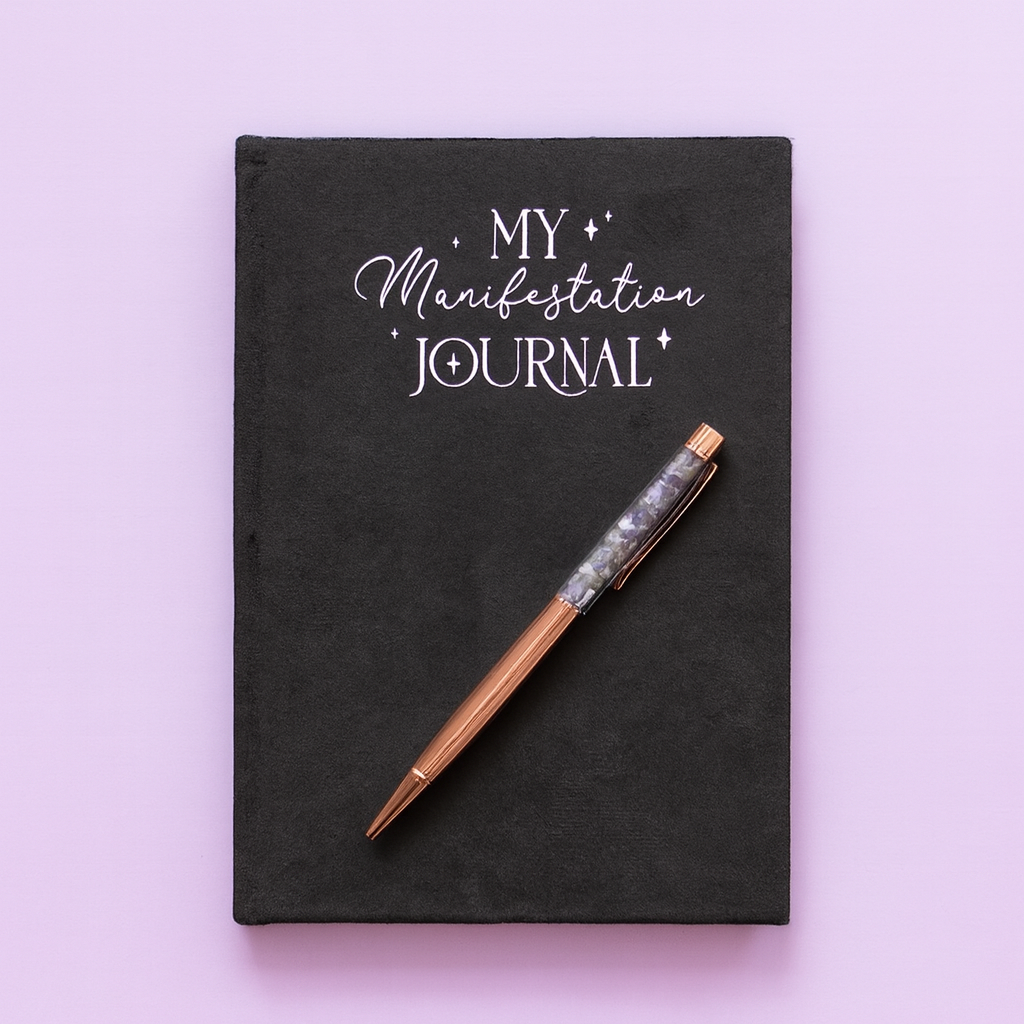 MY MANIFESTATION JOURNAL - quaderno in velluto con penna in ametista